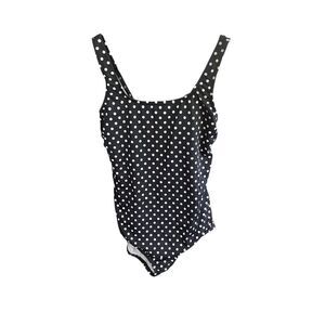 Lands' End One Piece Black Polka Dot Full Coverage Swimsuit Women's Plus Size 16